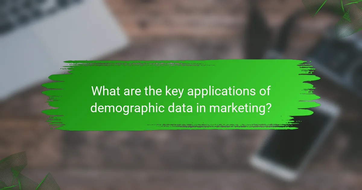 What are the key applications of demographic data in marketing?