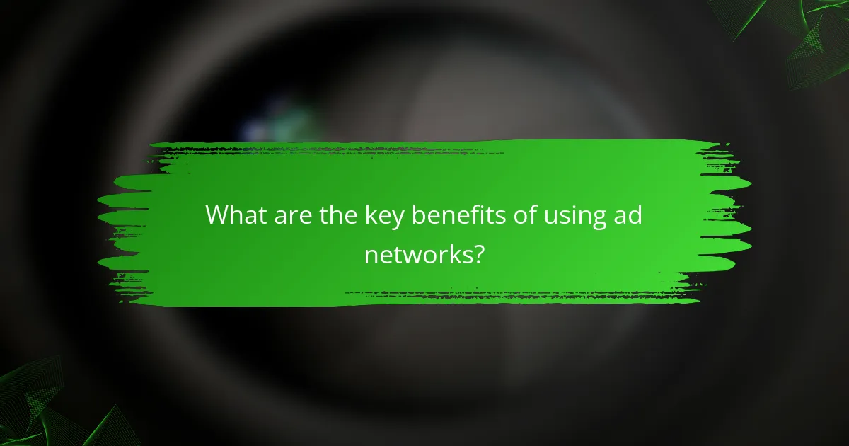 What are the key benefits of using ad networks?