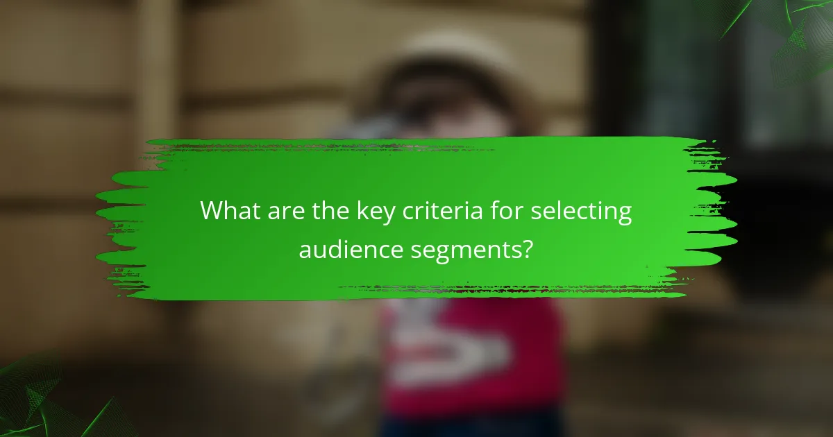 What are the key criteria for selecting audience segments?