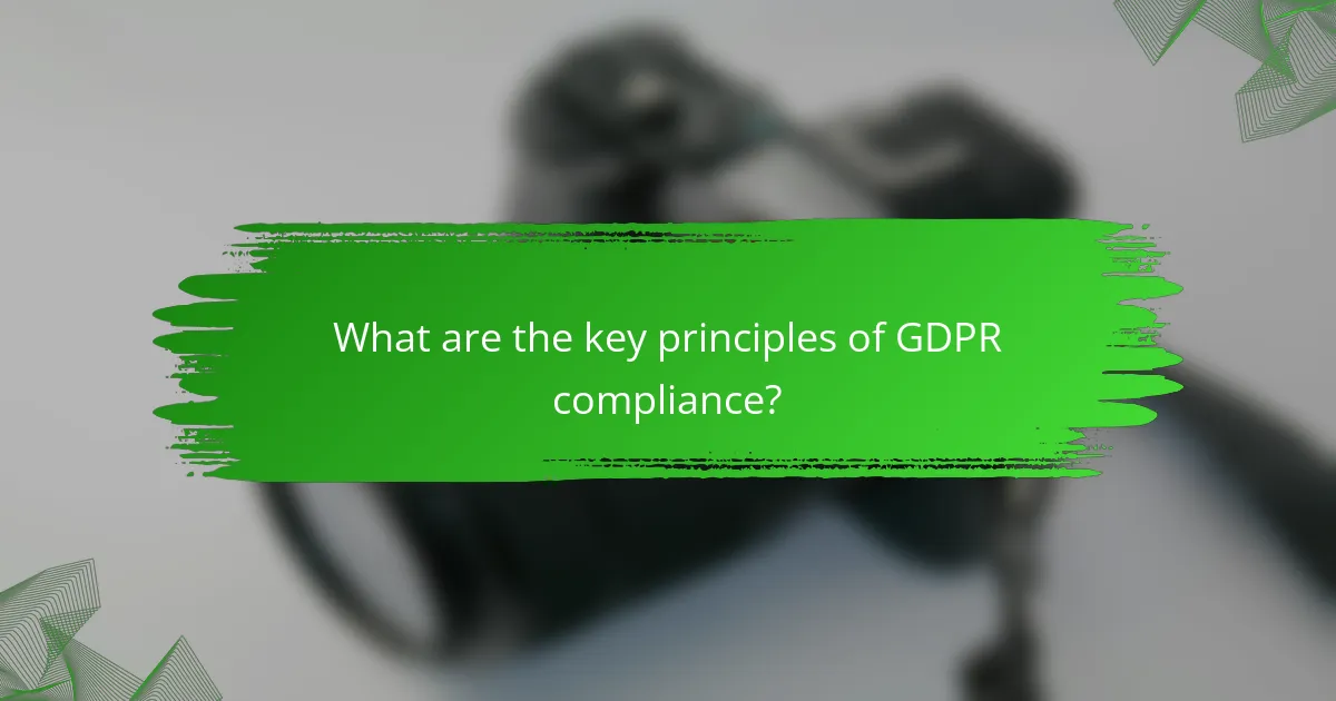 What are the key principles of GDPR compliance?