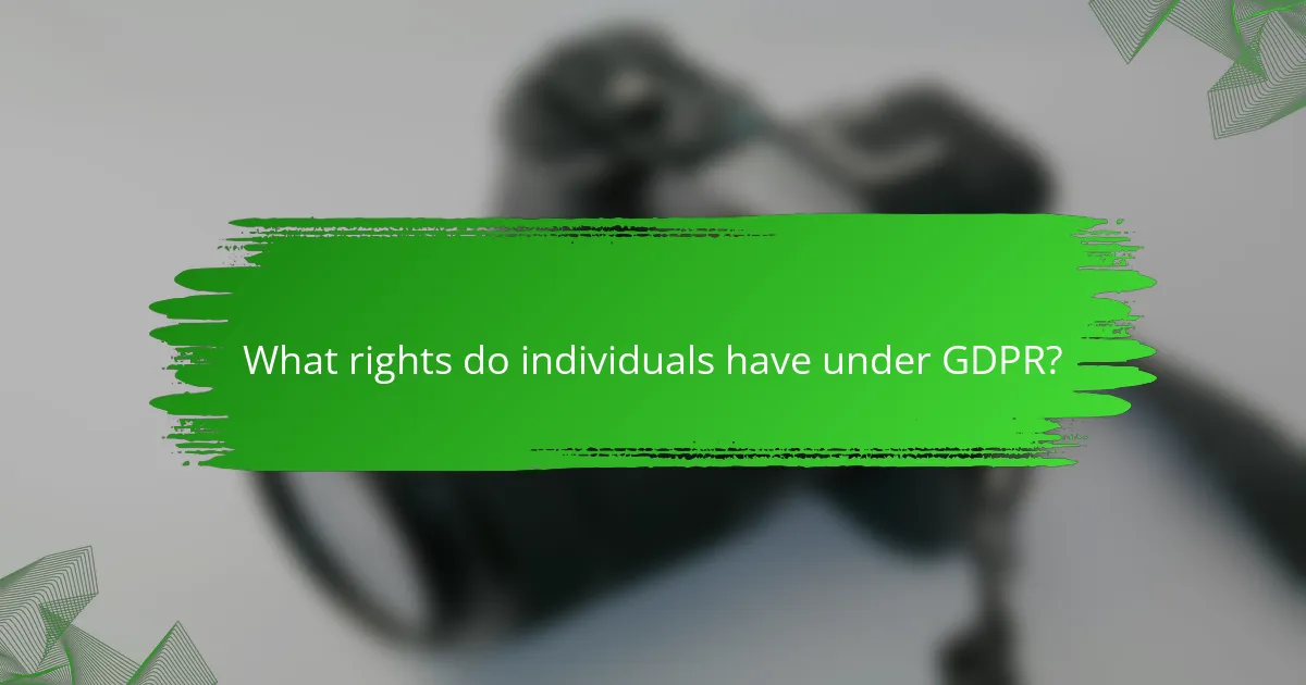 What rights do individuals have under GDPR?